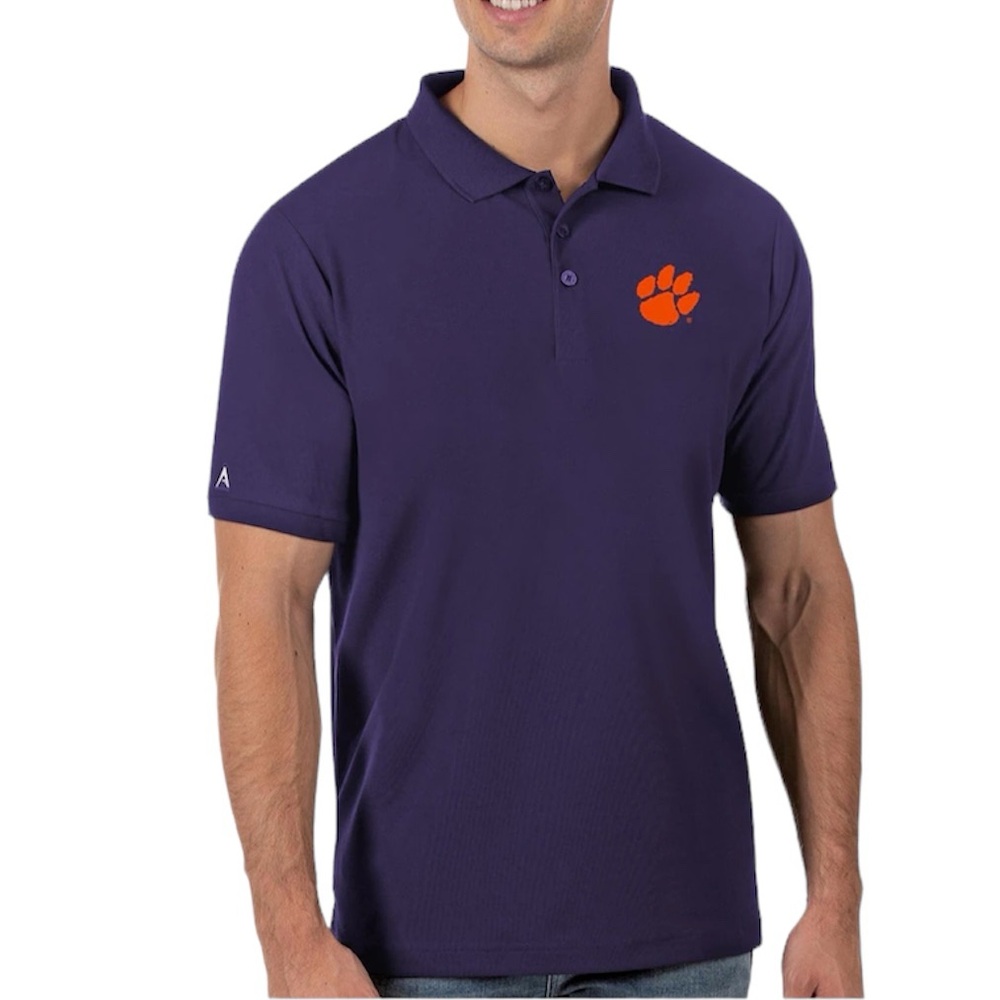 Antigua Men’s Purple Clemson Tigers Legacy Pique Polo Shirt Size 4XL NEW/NWT‎